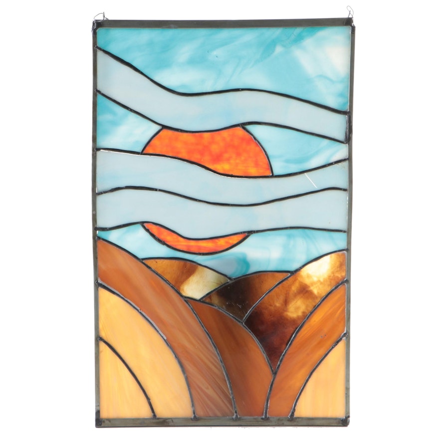 Slag Glass Hanging Panel of Landscape