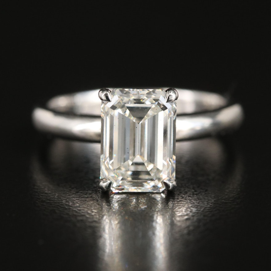 Platinum 3.11 CT Lab Grown Diamond Solitaire Ring with Online IGI Report