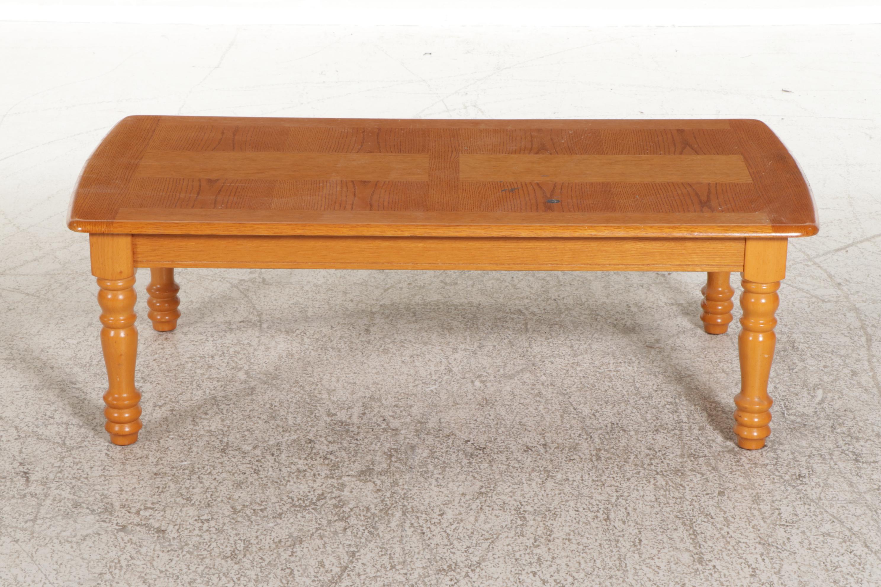 Colonial Revival Oak Veneer Coffee Table, Late 20th Century EBTH