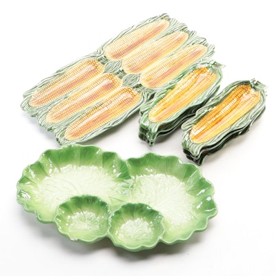 Faiancas Belo Portuguese Ceramic Corn Dishes and Cabbage Chip and Dip