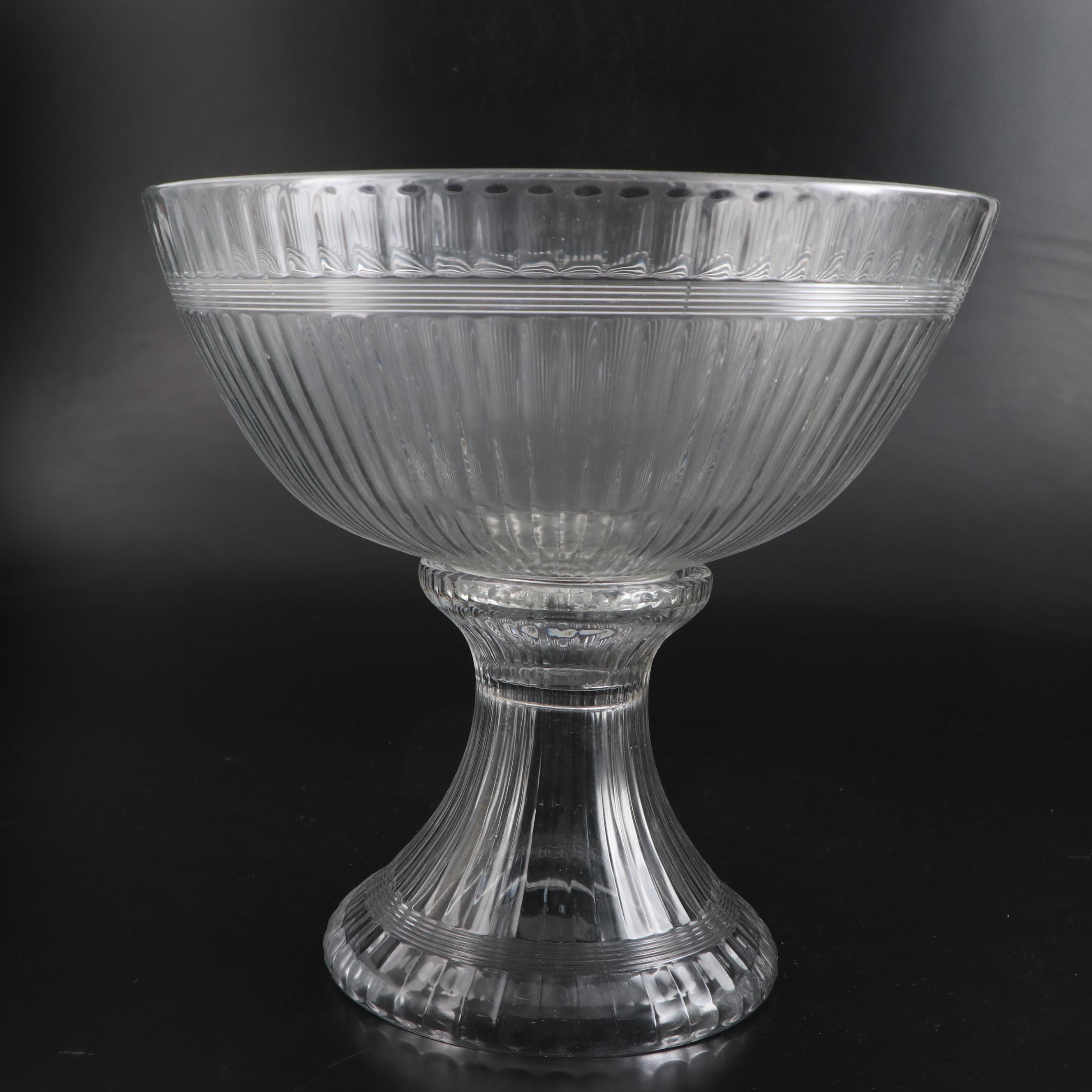 Heisey Punch Bowl with Stand, Anchor Hocking Candlesticks,