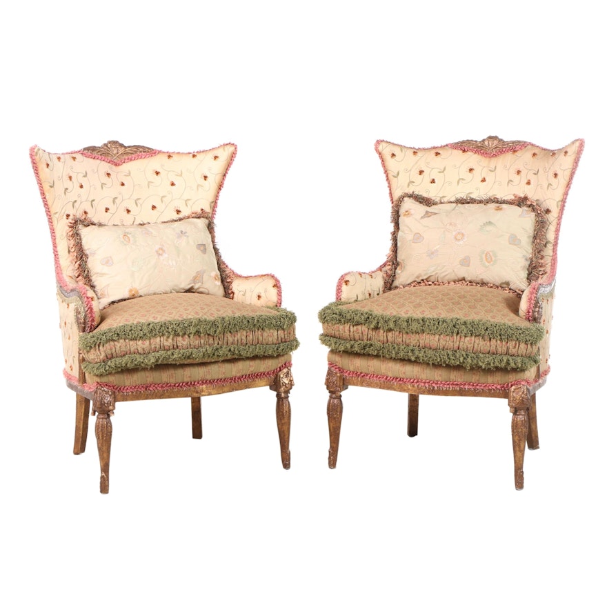 Carol Hicks Bolton and EJ Victor Pair of Multi-Patterned Upholstered Armchairs