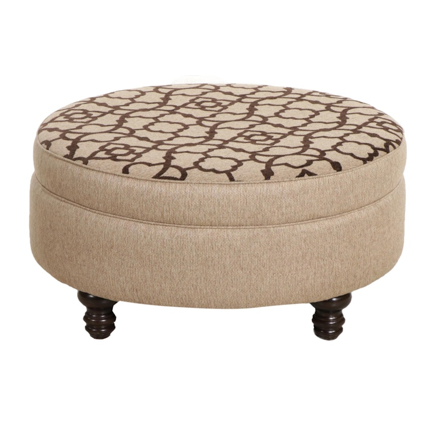 Contemporary Lattice-Patterned Round Cocktail Ottoman