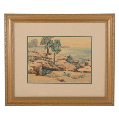 William F. Gilmore Landscape Watercolor Painting, 1940