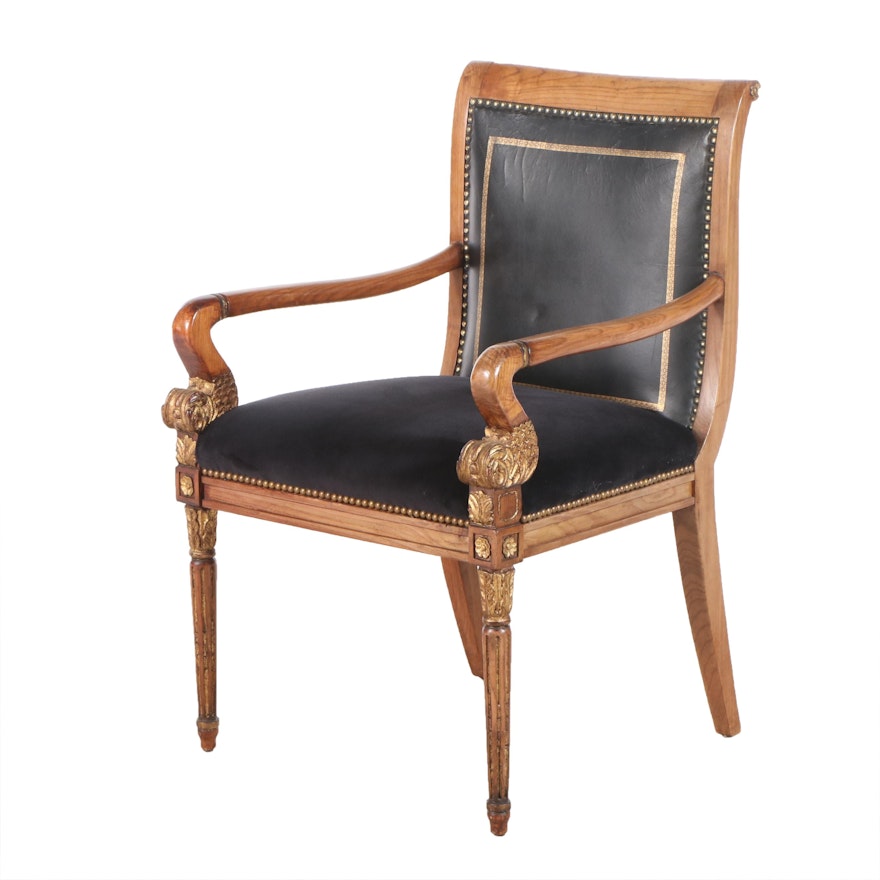 North European Ash and Parcel-Gilt Armchair, Possibly Russian
