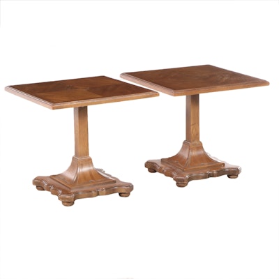 Drexel "Esperante" Pair of Pecan Pedestal End Tables