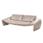 Chateau D'ax Modernist Style Leather and Chrome Sofa