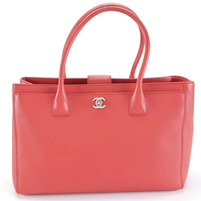 Chanel Cerf Executive Large Tote in Dark Pink Deerskin with Strap and Zip Pouch