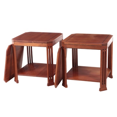 Pair of Stickley "21st Century Collection" Cherrywood Three-Tier Side Tables