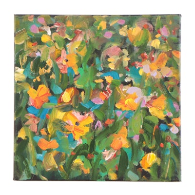 Amelia Colne Floral Acrylic Painting, 21st Century