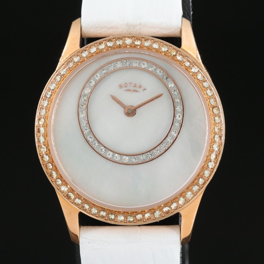Rotary Mother-of-Pearl Dial with Glass Crystal Accents