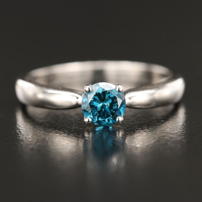 14K 0.46 CT Blue Diamond Solitaire Ring