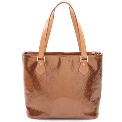 Louis Vuitton Houston Bag in Bronze Monogram Vernis and Vachetta Leather