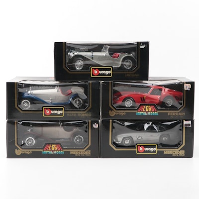 Bburago 1:18 Scale Diecast Cars Including 1937 Jaguar SS 100 and More