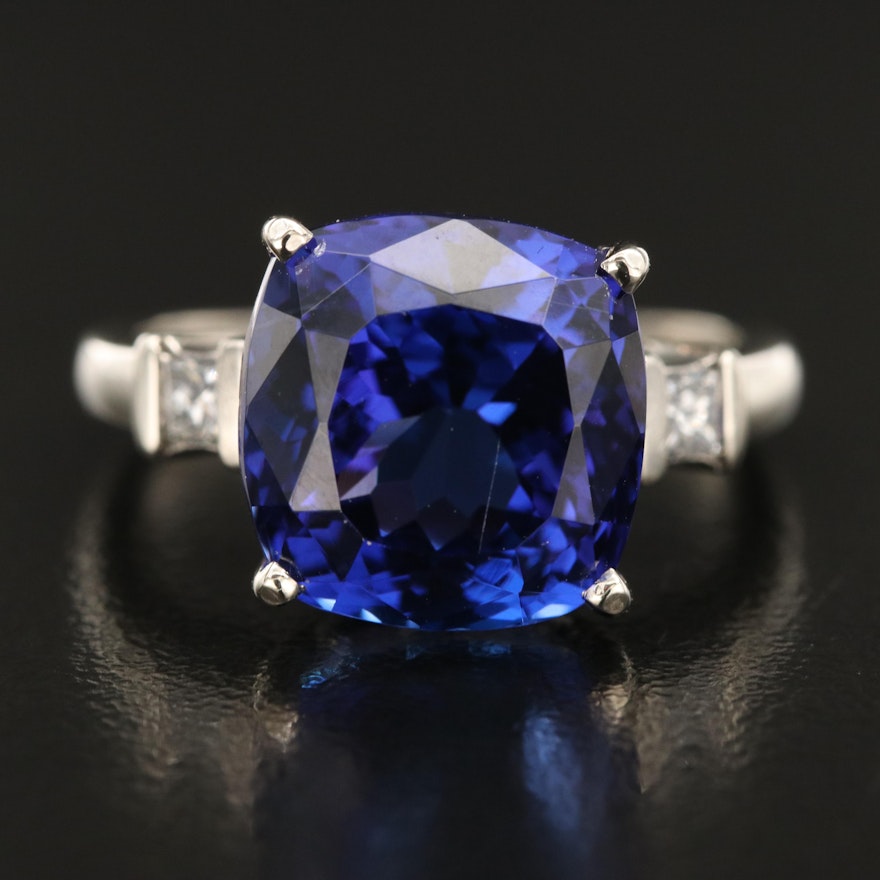 14K 10.99 CT Tanzanite and Diamond Ring with GIA Report