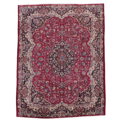 9'9 x 12'9 Hand-Knotted Persian Kashan Room Sized Rug