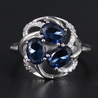 Sterling Sapphire Ring Including Cubic Zirconia