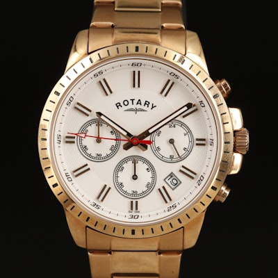 Rotary Rose Gold Tone Chronograph Wristwatch with Date