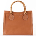 Gucci Bamboo Diana Tote in Tan Cinghiale Leather