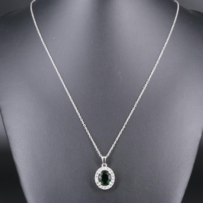 Sterling Silver Emerald Pendant Necklace