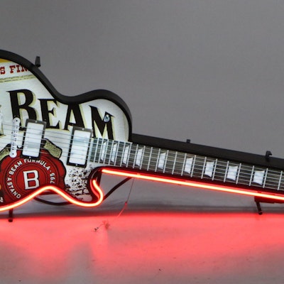 Jim Beam Whiskey Electric Guitar Bar Neon Sign