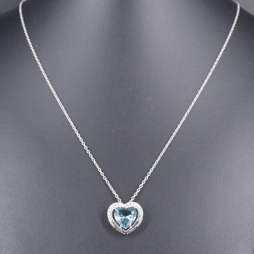 Sterling Aquamarine Pendant Necklace