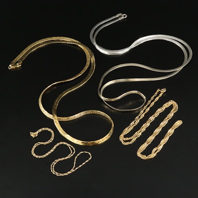 Sterling Herringbone and Rope Chain Necklace Assortment