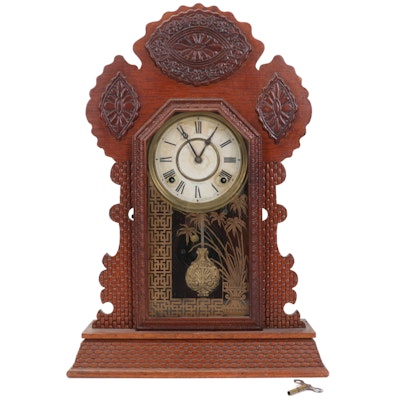 E. Ingraham Clock Co "Onyx" Shelf Clock, Late 19th/ Early 20th Century