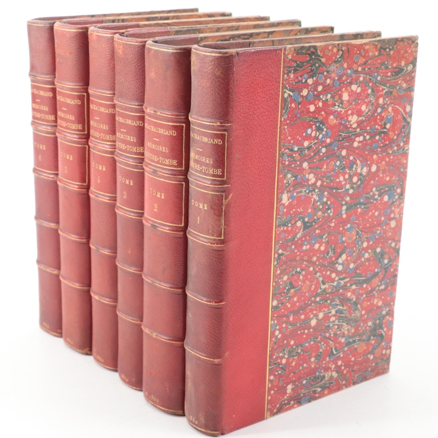 "Mémoires d'Outre-Tombe" Complete Six-Volume Set by F.-R. de Chateaubriand, 1860