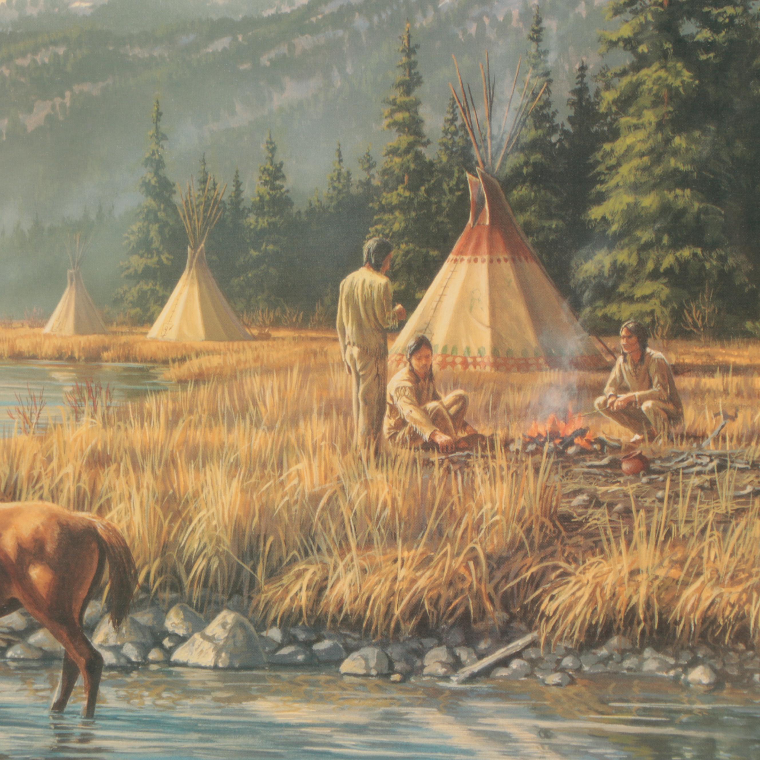 Jim Hautman Offset Lithograph "Blackfoot Village," 1999 EBTH