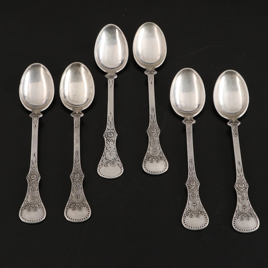 Norwegian 830 Silver Floral Fiddle Handled Demitasse Spoons