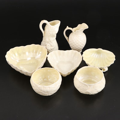 Belleek Porcelain "Undine" Creamer with Other Creamer and Dishes