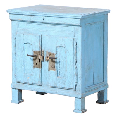 Blue Painted Ice-Box Cabinet with Hinged-Top, Early 20th Century