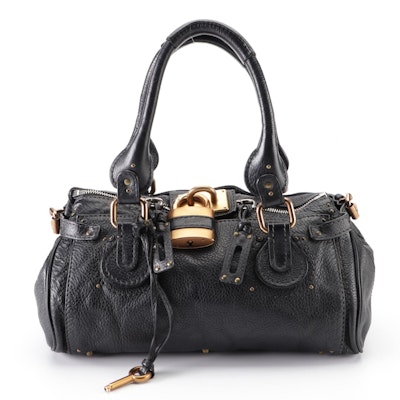 Chloé Paddington Shoulder Bag in Black Calfskin Leather