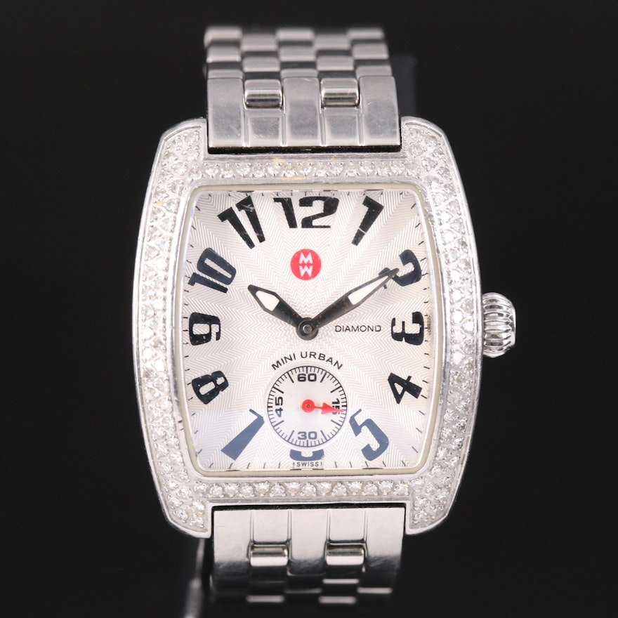 Diamond Bezel Michele Mini Urban Wristwatch