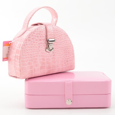 Alten International Pink Faux Leather Travel Jewelry Boxes