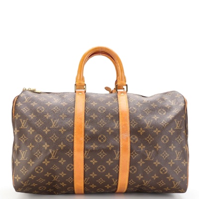 Louis Vuitton Keepall 45 Duffle in Monogram Canvas and Vachetta Leather