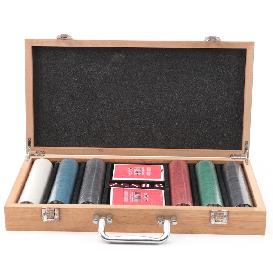 Poker Chips and Card in Storage Case
