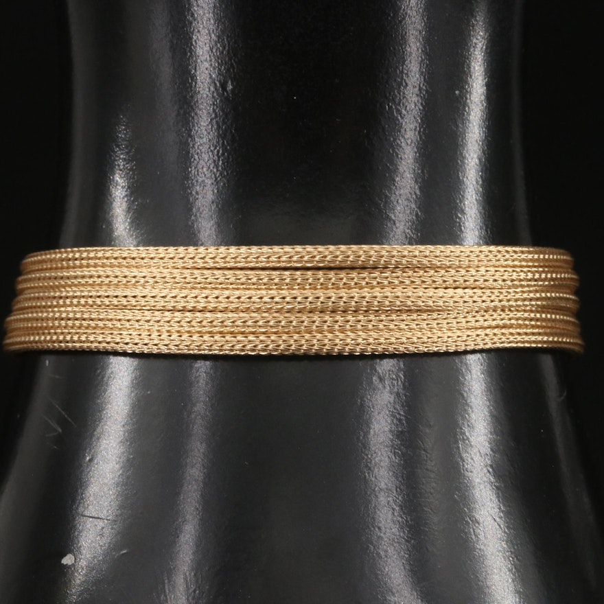 14K Wheat Multi-Row Foxtail Chain Bracelet