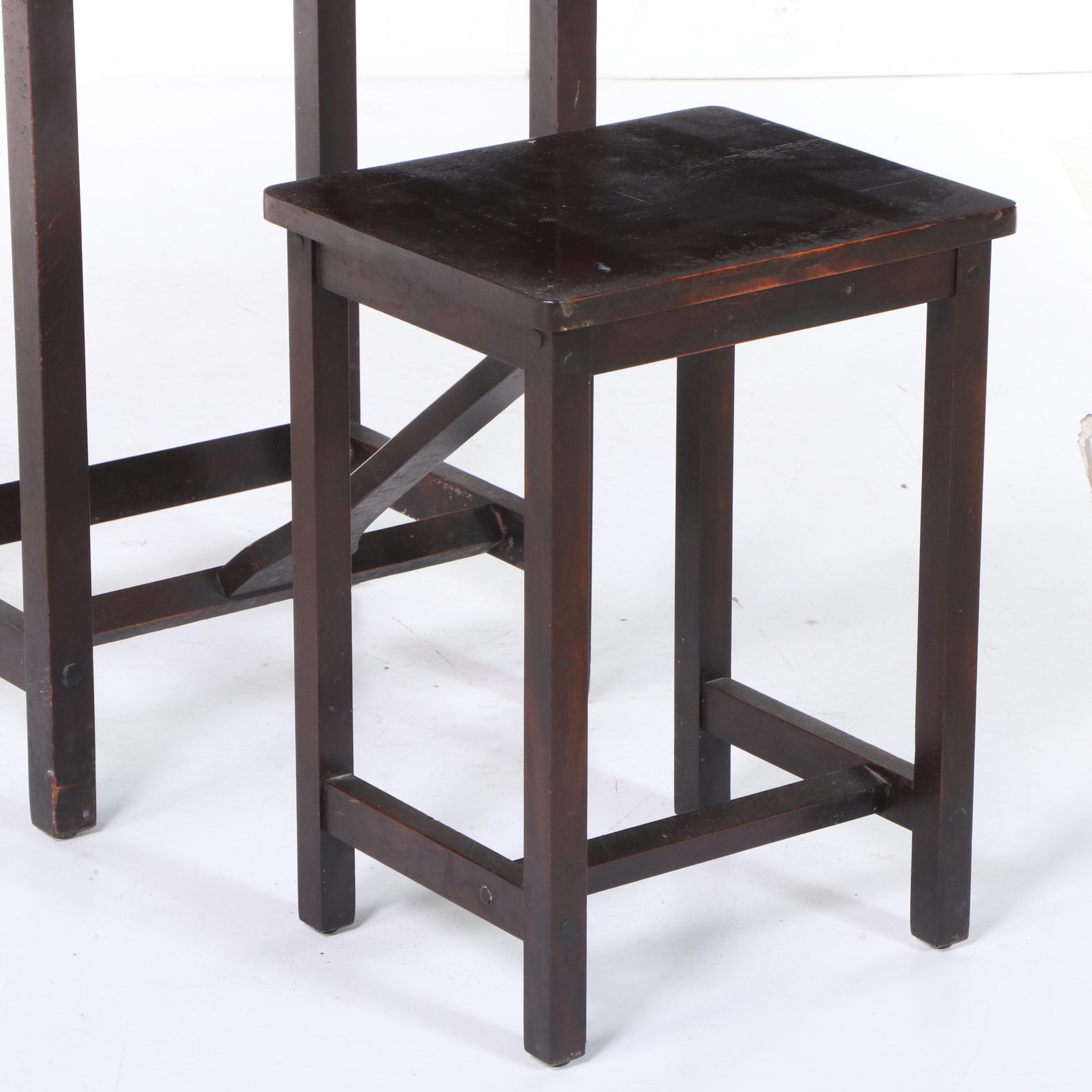 H.T. Cushman Mfg. Co. "Betumal" Birch and Glass Top Telephone Table with Stool EBTH