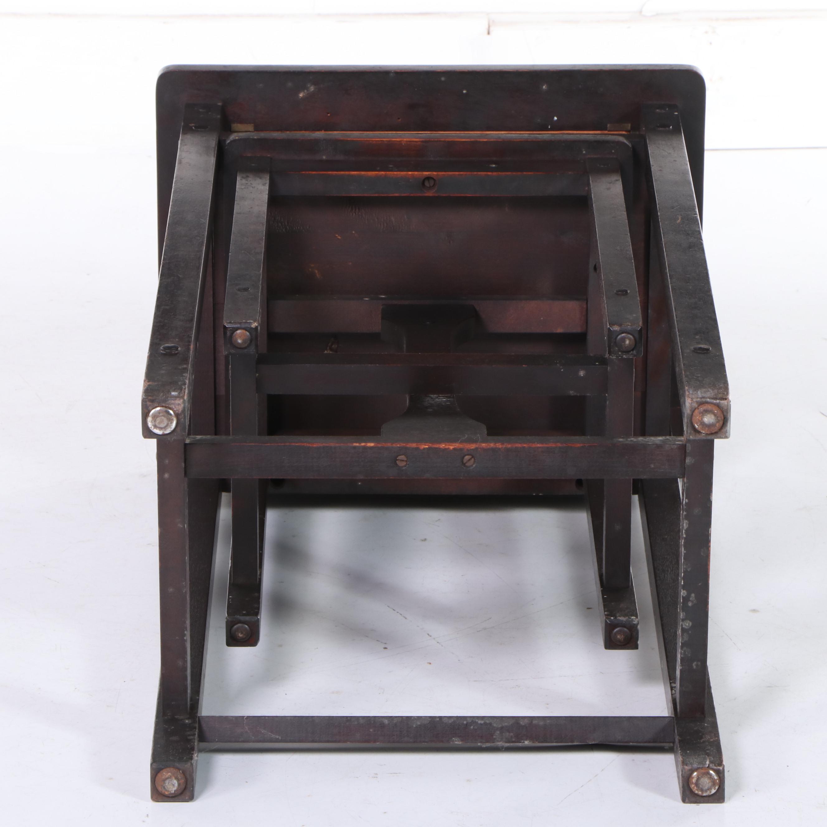 H.T. Cushman Mfg. Co. "Betumal" Birch and Glass Top Telephone Table with Stool EBTH