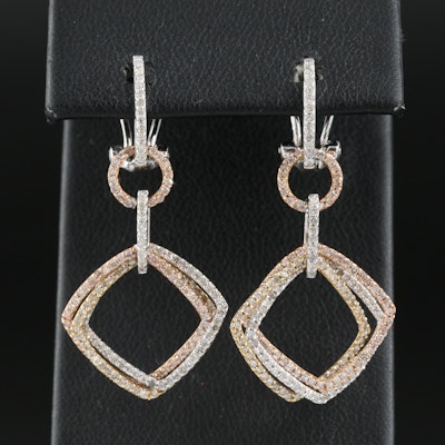 14K Tri-Color Gold 1.26 CTW Diamond Earrings