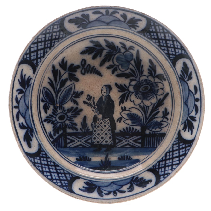Dutch Blue and White Stoneware Plate, 18th/19th Century