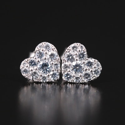 Sterling 0.66 CTW Lab Grown Diamond Heart Earrings