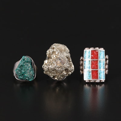 Francisco Rebajes Featured in Sterling Druzy and Pyrite Rings