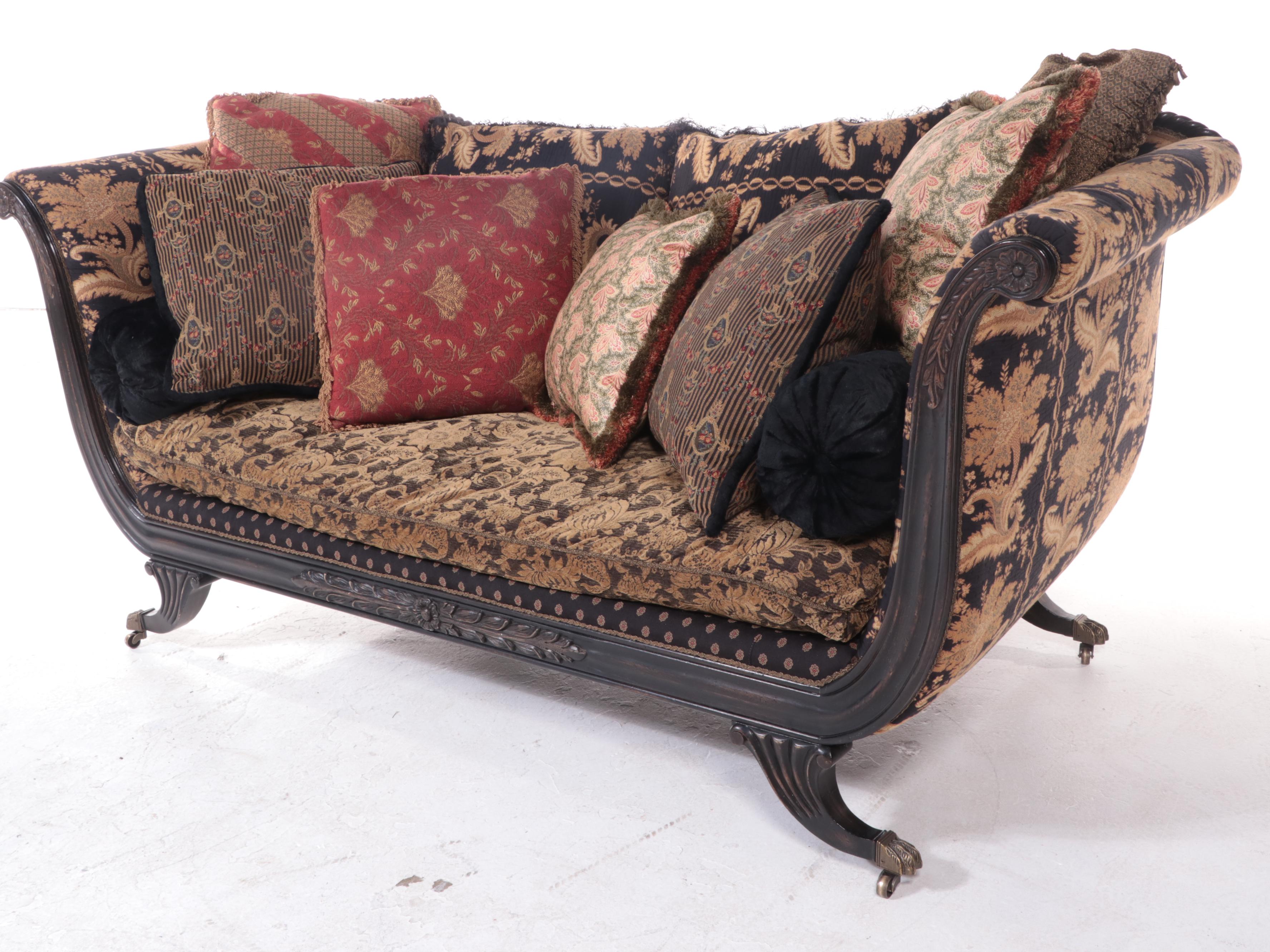 Carol Hicks Bolton and EJ Victor Ebonized Wood Sofa in Custom