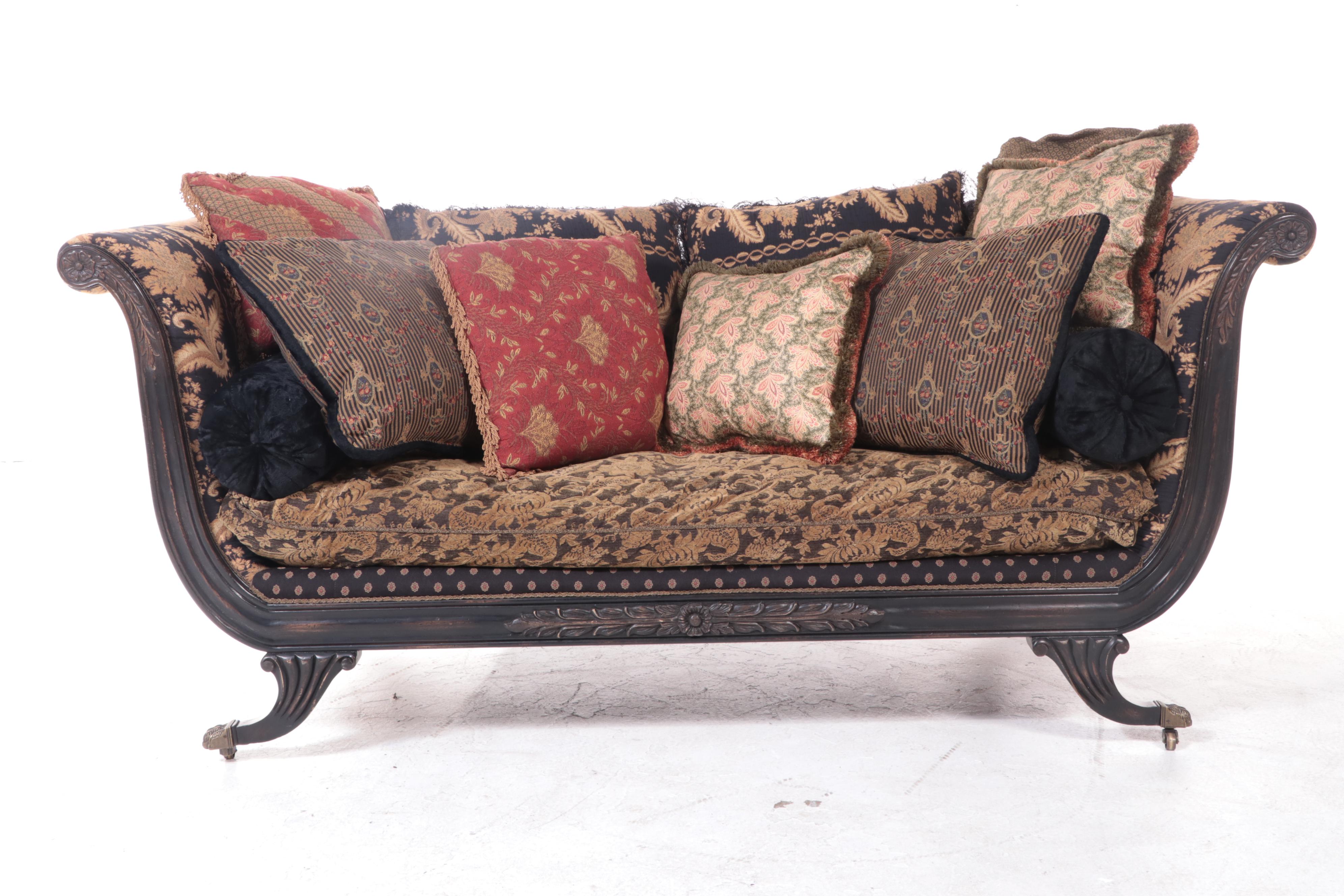 Carol Hicks Bolton and EJ Victor Ebonized Wood Sofa in Custom