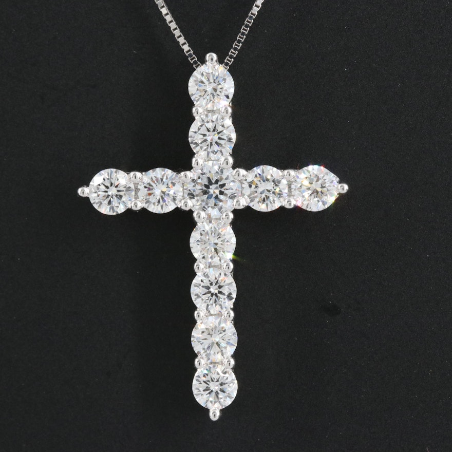 14K 2.05 CTW Lab Grown Diamond Cross Pendant Necklace
