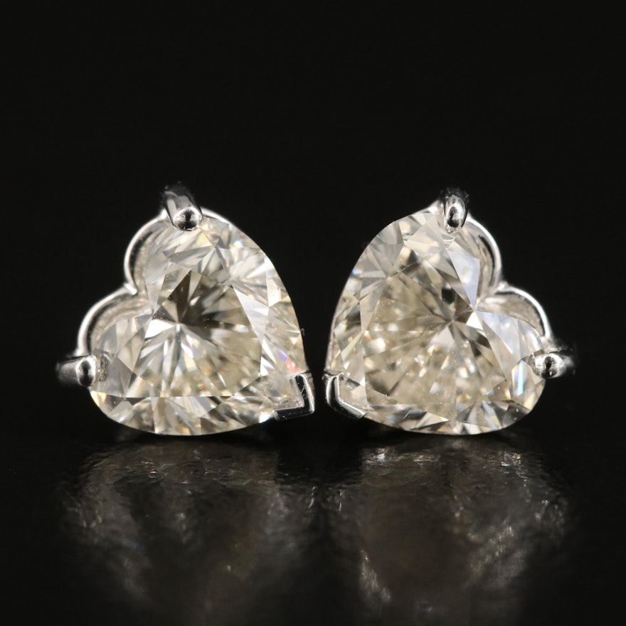 14K 3.01 CTW Lab Grown Diamond Heart Stud Earrings