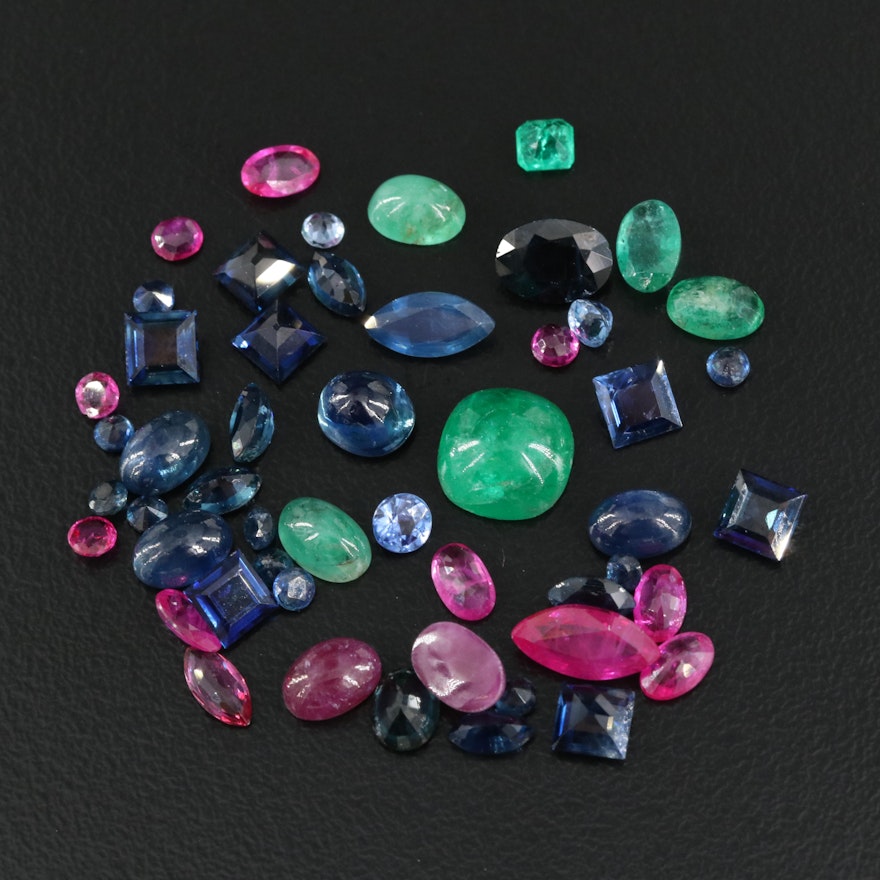 Loose 21.95 CTW Ruby, Sapphire and Emerald Selection
